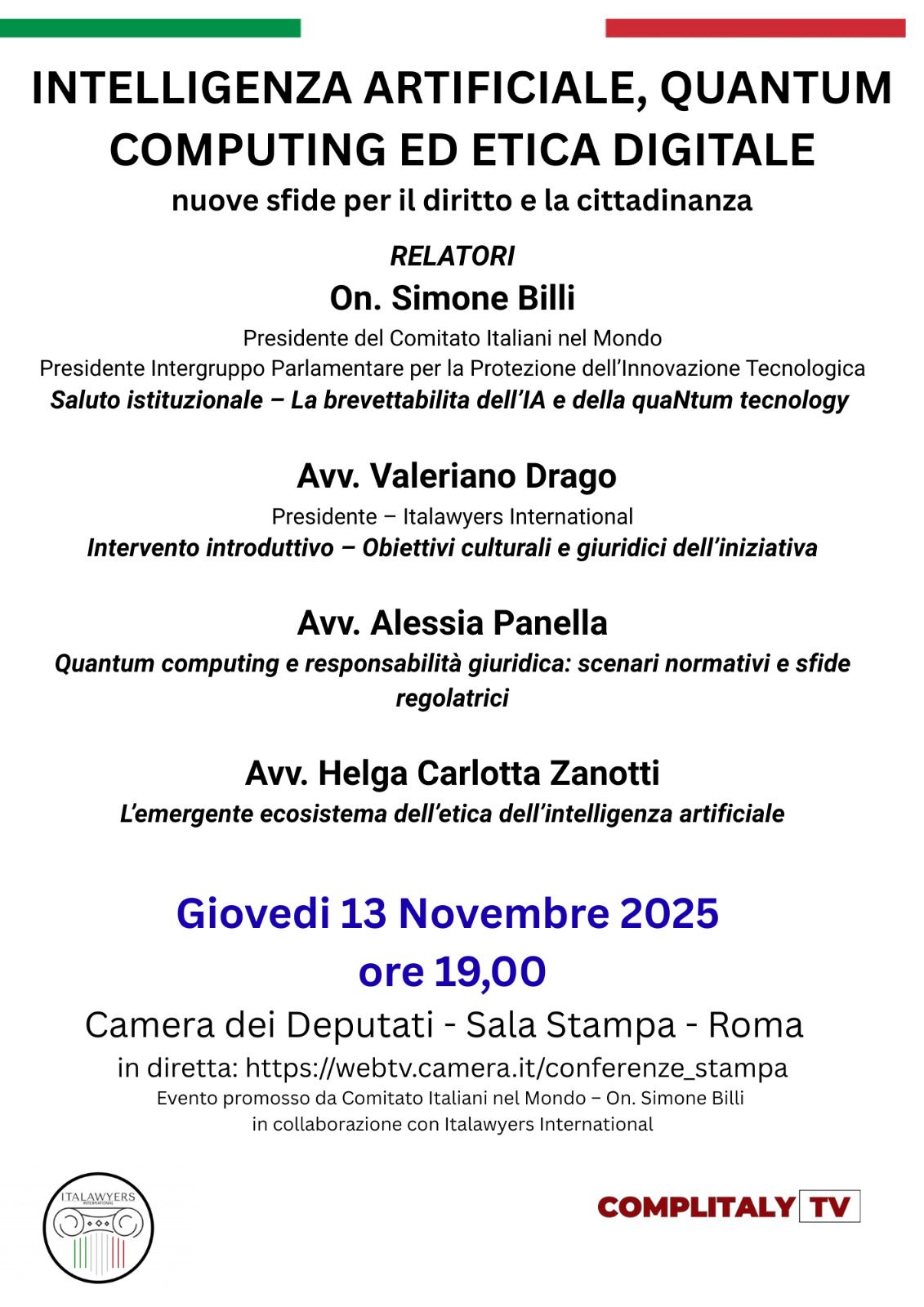 Locandina del convegno su intelligenza artificiale e quantum computing