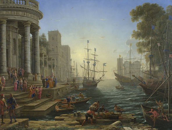 Porto marino con l'imbarco di sant'Orsola a Westminster