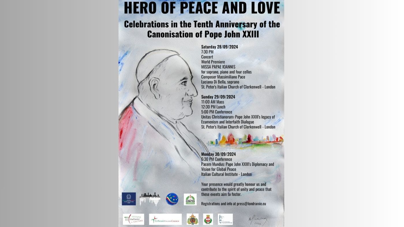 Locandina dell'evento Hero of Peace and Love dedicato al decennale della canonizzazione di Papa Giovanni XXIII