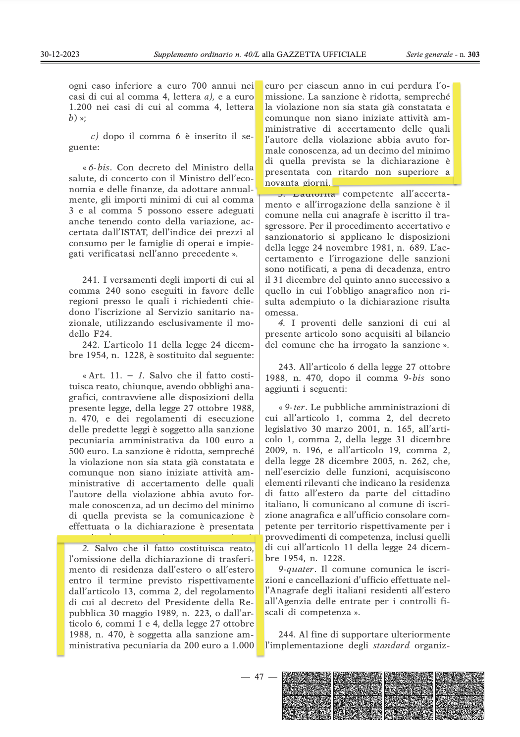 L'estratto dalla Gazzetta Ufficiale del 30 Dicembre 2023