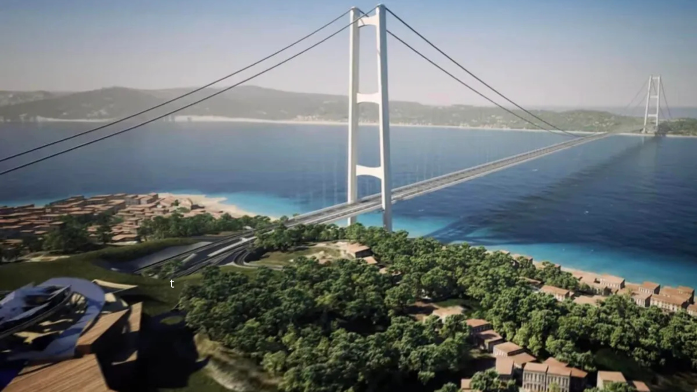 Rendering del Ponte sullo Stretto di Messina visto dalla costa