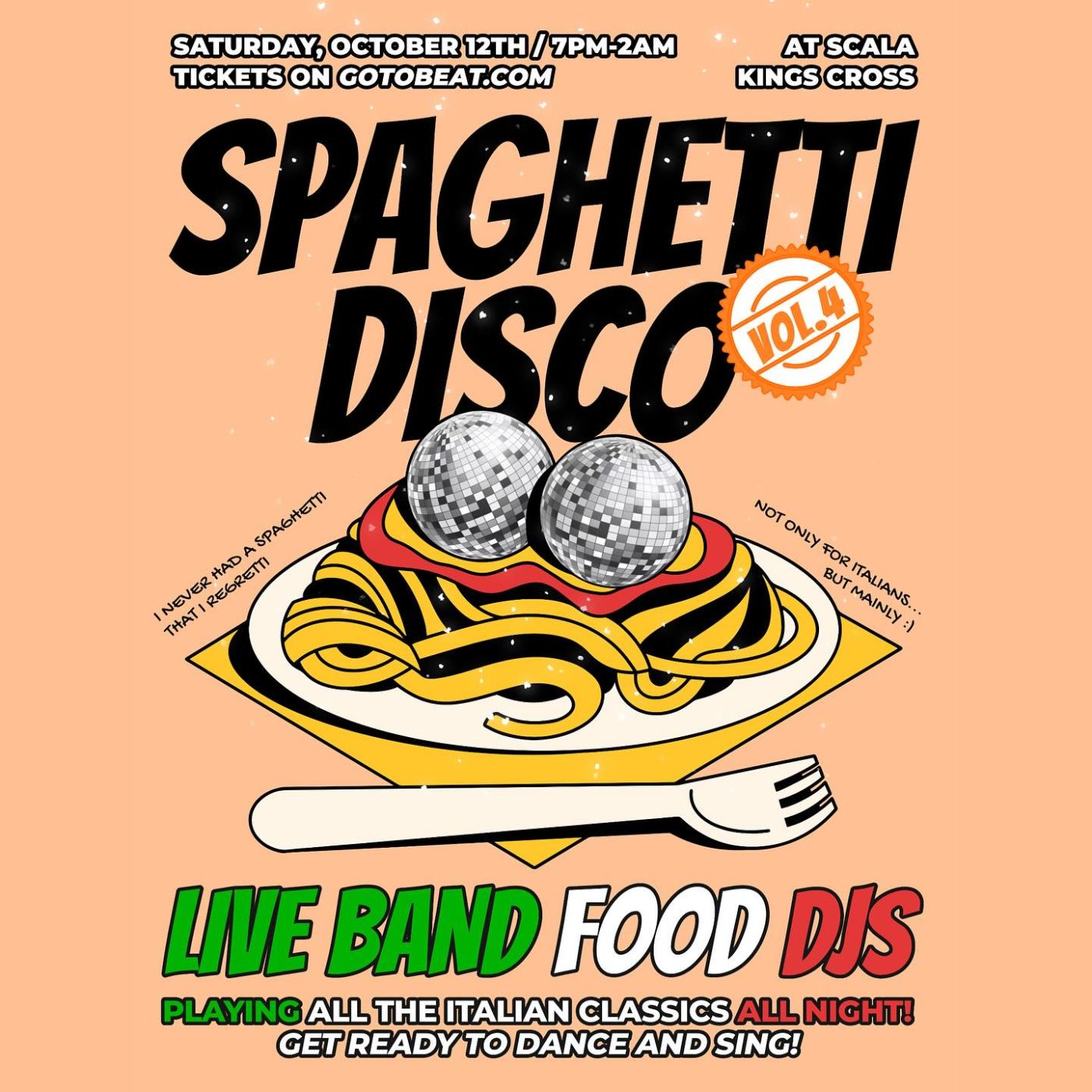 locandina della nuova serata di spaghetti disco