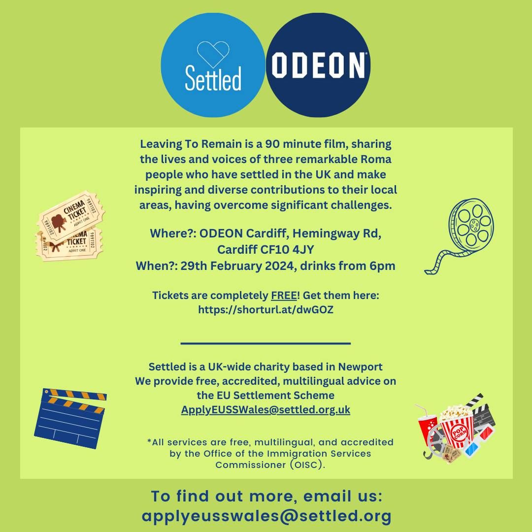 locandina charity film night di settled a Cardiff