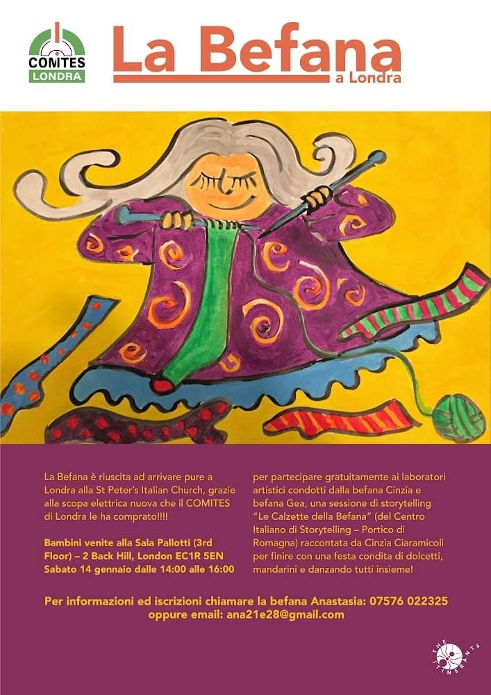locandina festeggiamenti befana comites londra