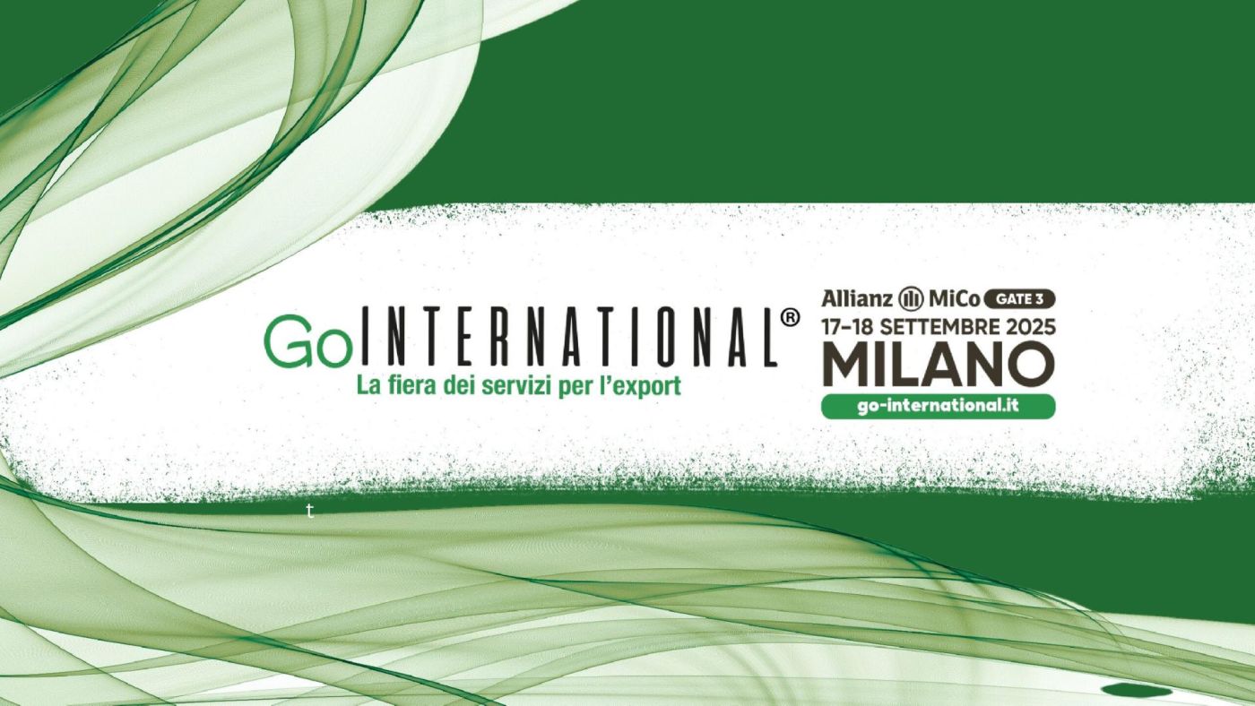 Banner verde di Go International 2025 con date e sede dell'evento a Milano