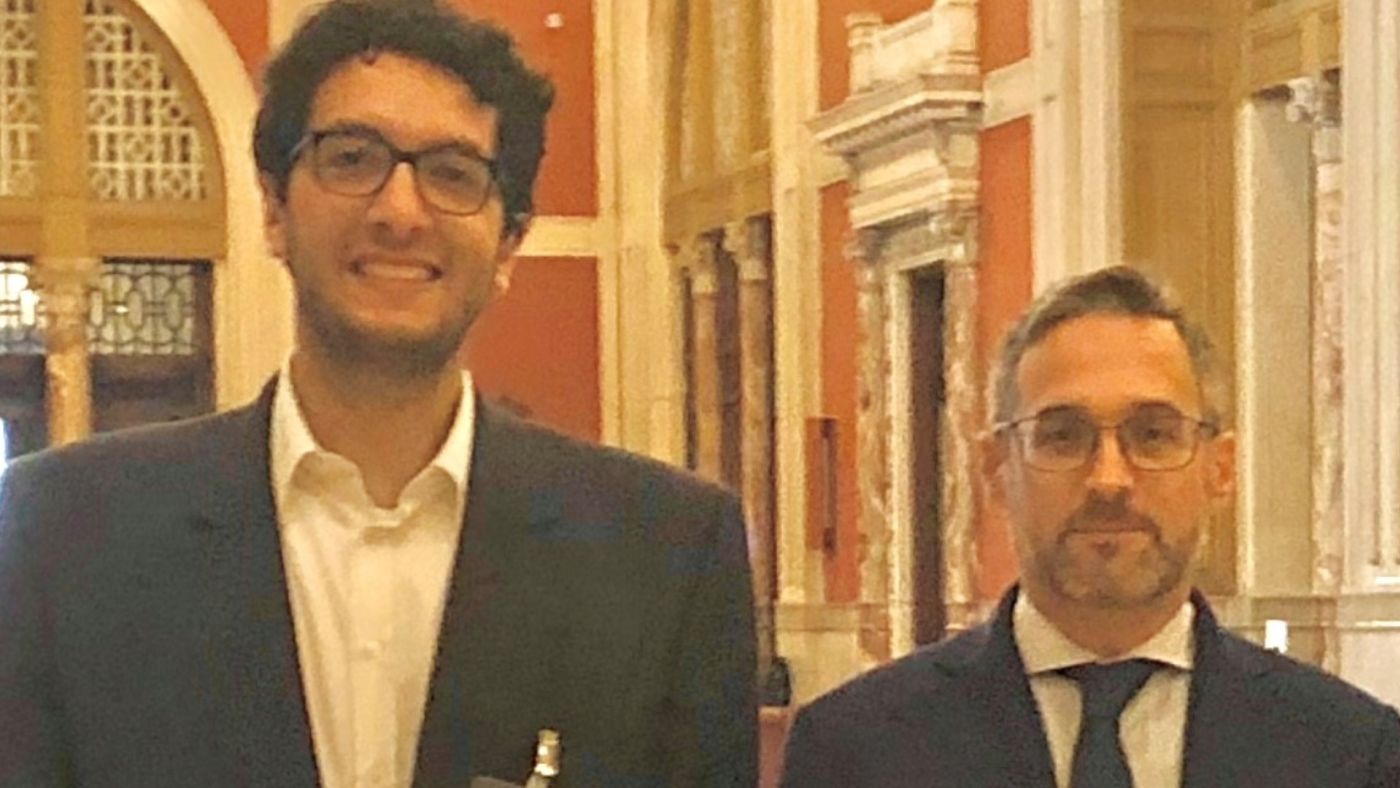 cesare ardito presidente del comites di manchester con il deputato Simone billi