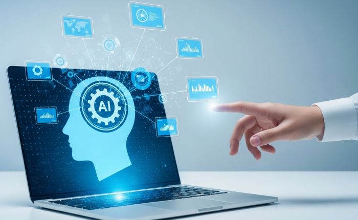 Grafica di intelligenza artificiale su laptop