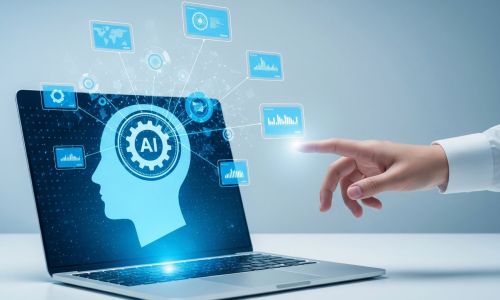 Grafica di intelligenza artificiale su laptop