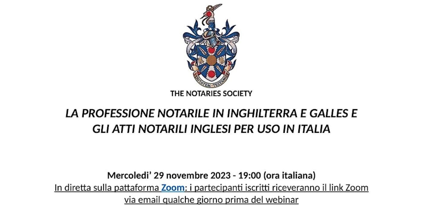 locandina de la professione notarile in Inghilterra e Galles