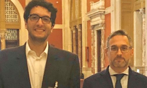 cesare ardito presidente del comites di manchester con il deputato Simone billi