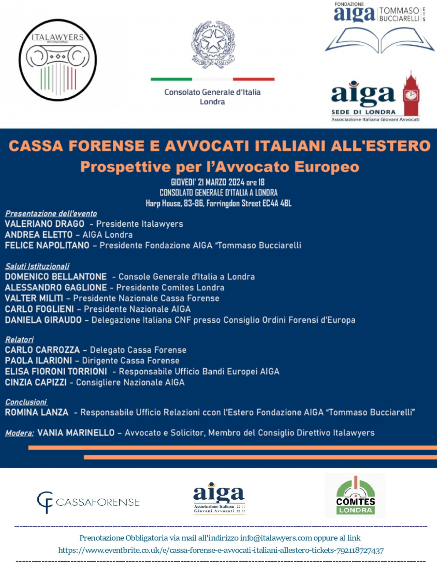 locandina cassa forense e avvocati italiani all'estero