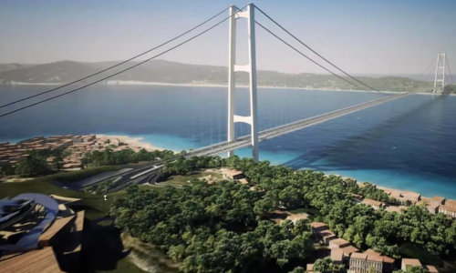 Rendering del Ponte sullo Stretto di Messina visto dalla costa
