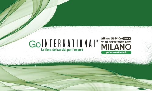 Banner verde di Go International 2025 con date e sede dell'evento a Milano