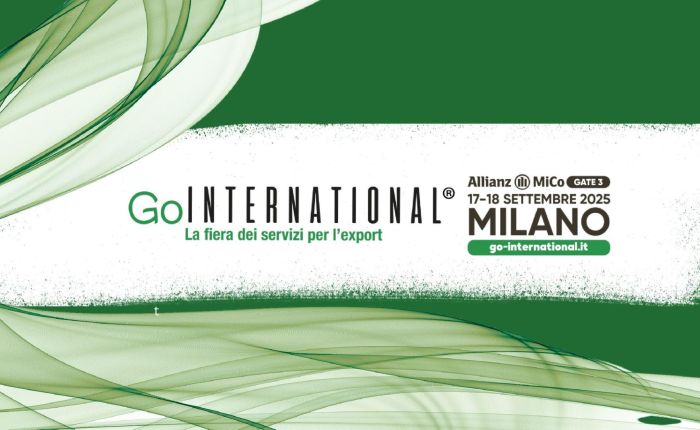 Banner verde di Go International 2025 con date e sede dell'evento a Milano